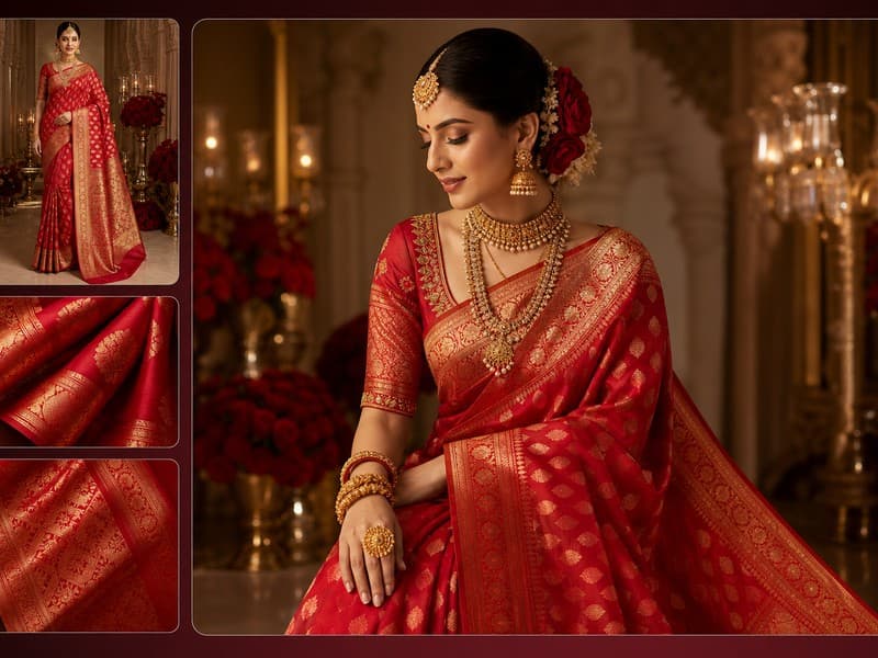 Classic Red Wedding Saree — Saavi Trendcape