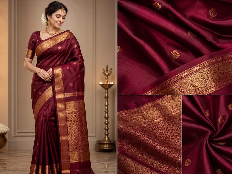 Royal Maroon Silk Saree — Saavi Trendcape
