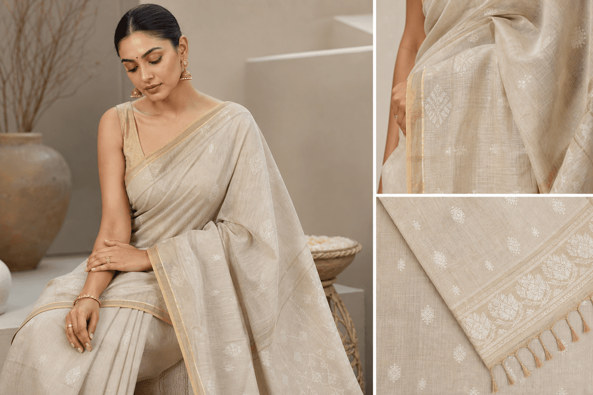 Linen coastal breeze saree — Saavi Trendcape