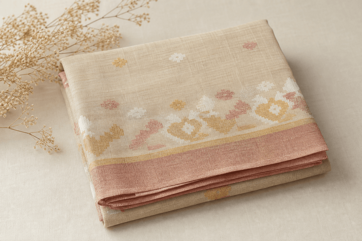 Heritage handloom amber saree — Saavi Trendcape